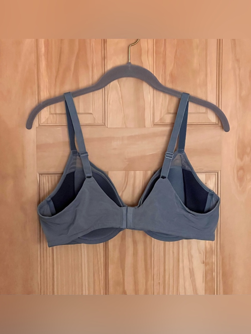 Breezies Seamless Underwire Bra with Mesh Overlay — Slate Blue - Picture 2 of 5